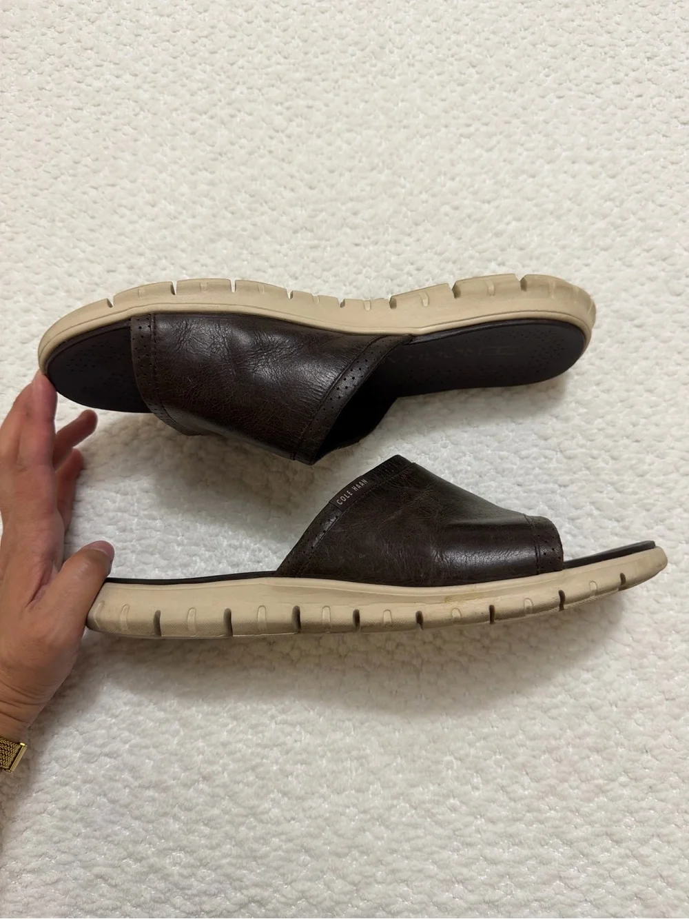 Cole Haan Brown Leather Slip On Sandals Men’s Size 11
